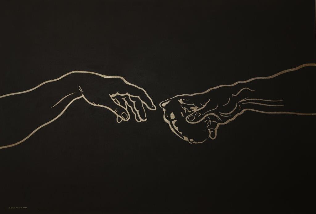 Bashar al Haroub , gold paint and acrylic on canvas ,120 x 80 cm,&nbsp;&nbsp;2014.